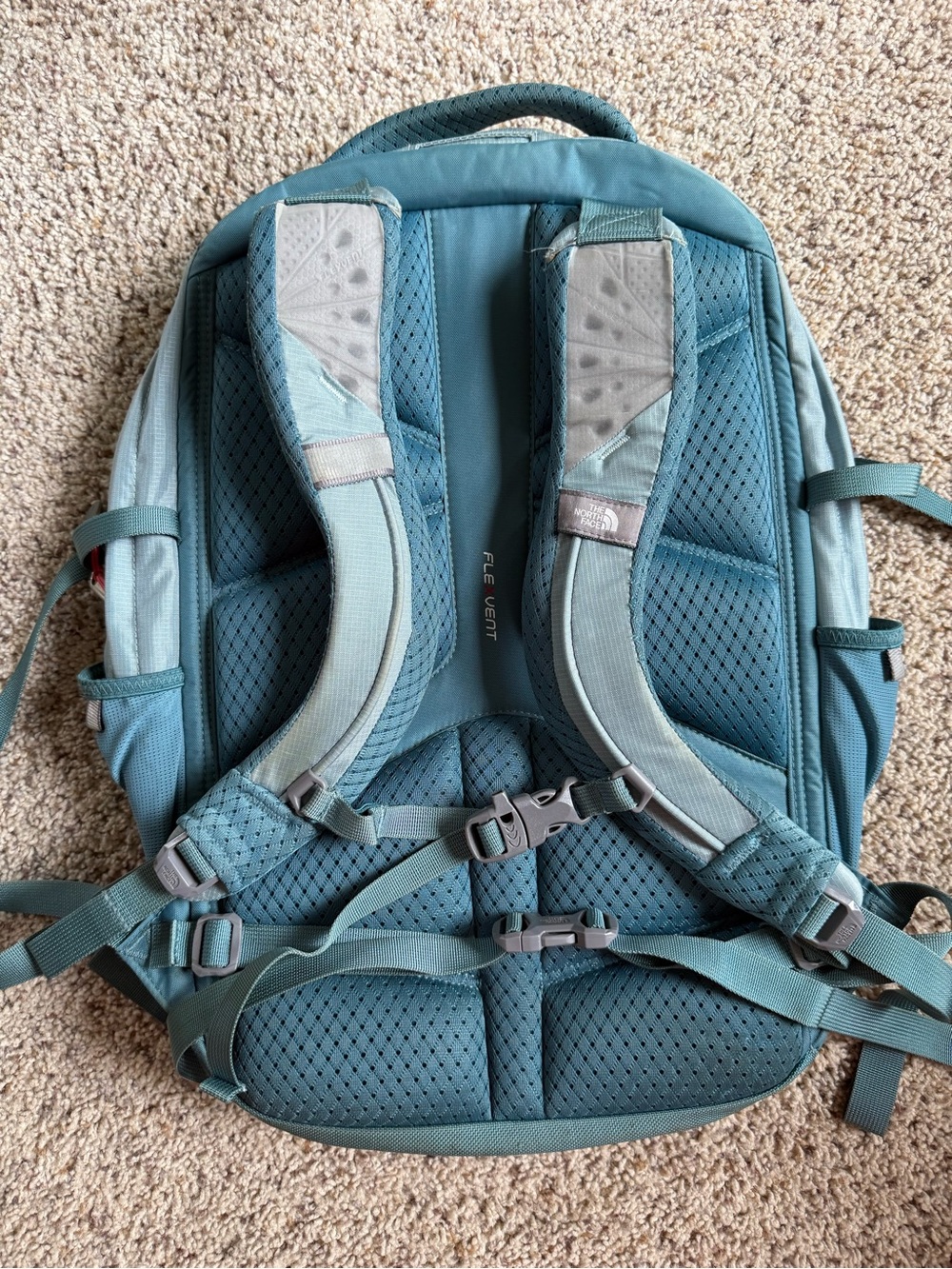 The North Face Borealis Teal Backpack with pink red accent - Picture 6 of 7